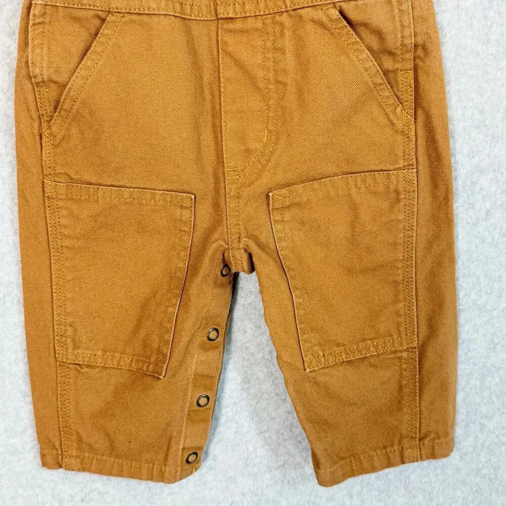 Carhartt Canvas Bib Overalls Size 6 mos. Double Knee Snap Crotch Play Mini Me